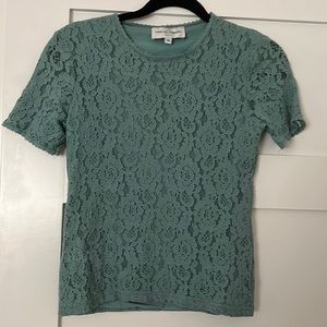 Teal lace tee